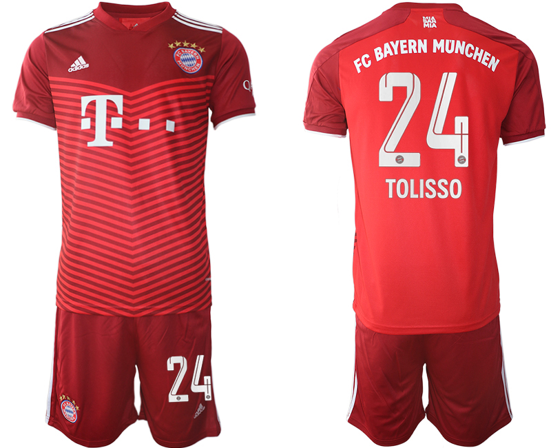 Men 2021-2022 Club Bayern Munich home red #24 Soccer Jersey->bayern munich jersey->Soccer Club Jersey